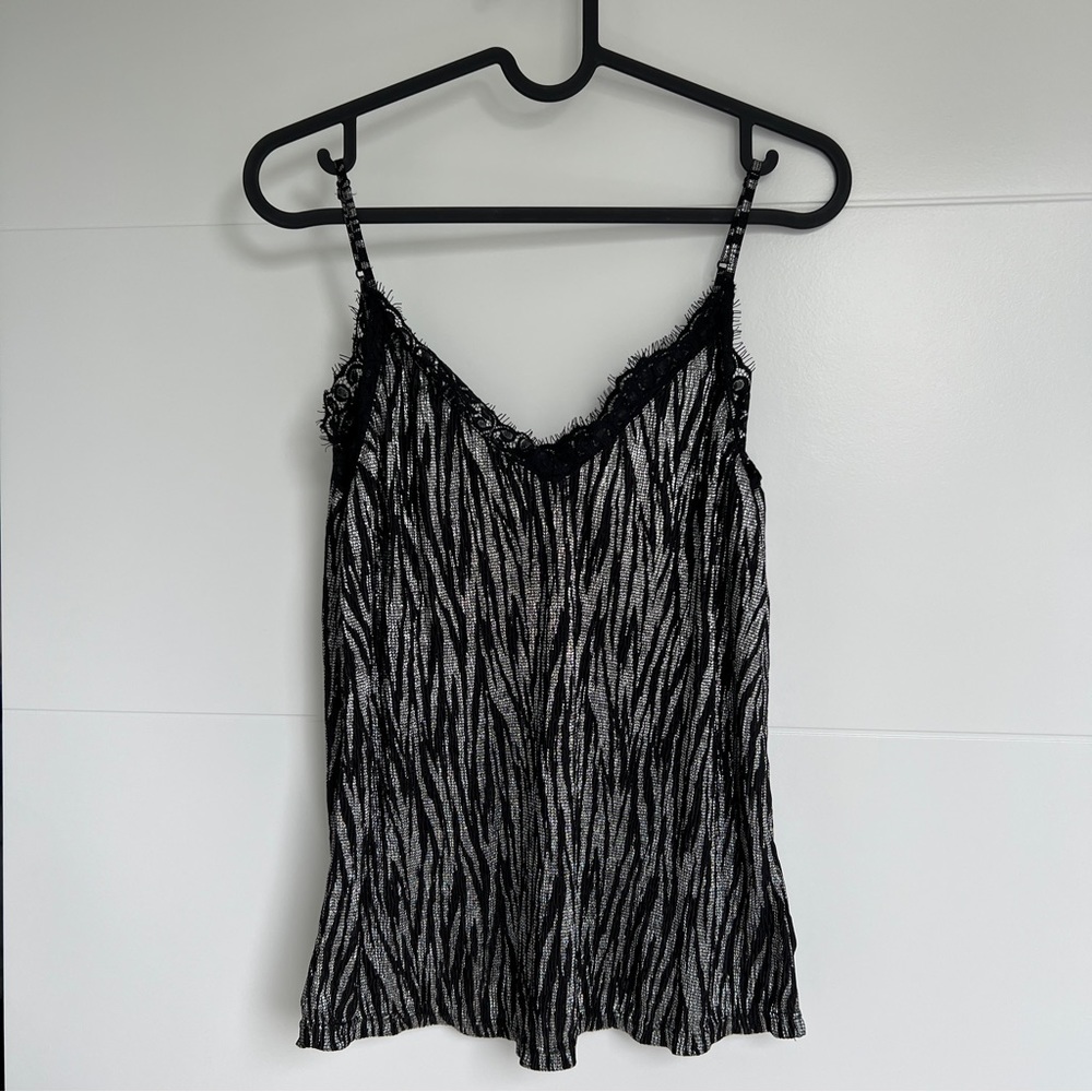H&M Zebra Striped Cami with Adjustable Strap in Size 2